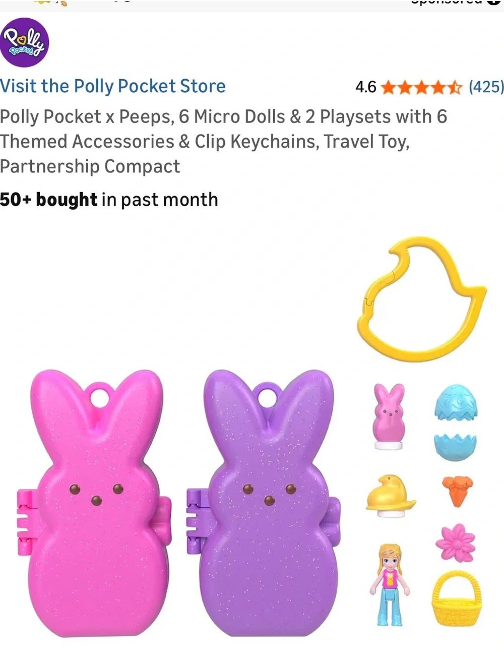 Polly Pocket and Peeps Pink & Purple Bunny Playset
